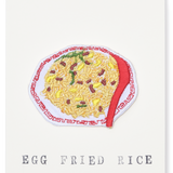Japanese Embroidered Patch Greeting Card, Egg Fried Rice